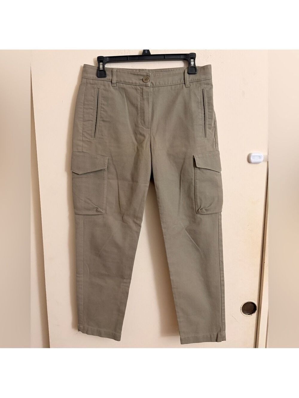 Theory Jenai Cargo Utility Ankle Pants Slim Fit Trouser Zipper Pocket Sage Sz 4